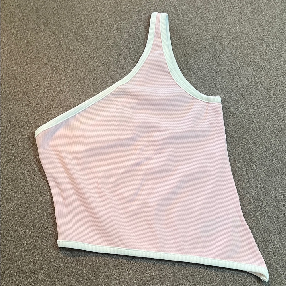 Pink One-Shoulder Tank Top